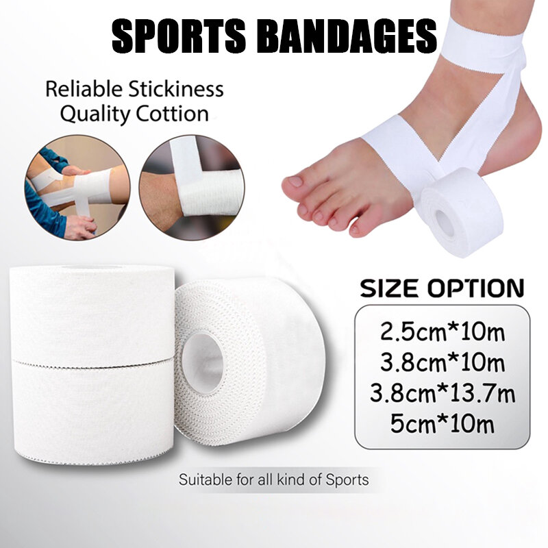 白い保護綿パッチテープ,スポーツ包帯,固定テープ,歯付きエッジ