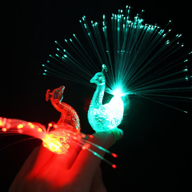 Peacock Finger Light Glow In The Dark Kids Toy Luminous Decoration Light Flash LED Lamp Stars Shine Children Intellectual Toys