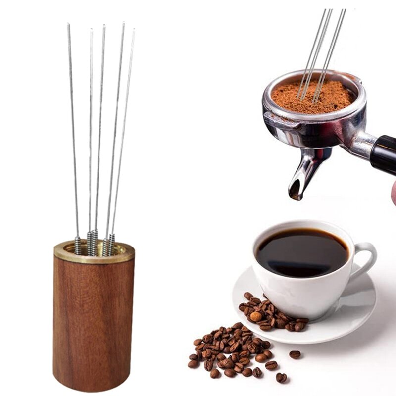 Tamper de café Espresso con aguja de prensa en polvo, Tampers de acero inoxidable con escala, distribuidor de café