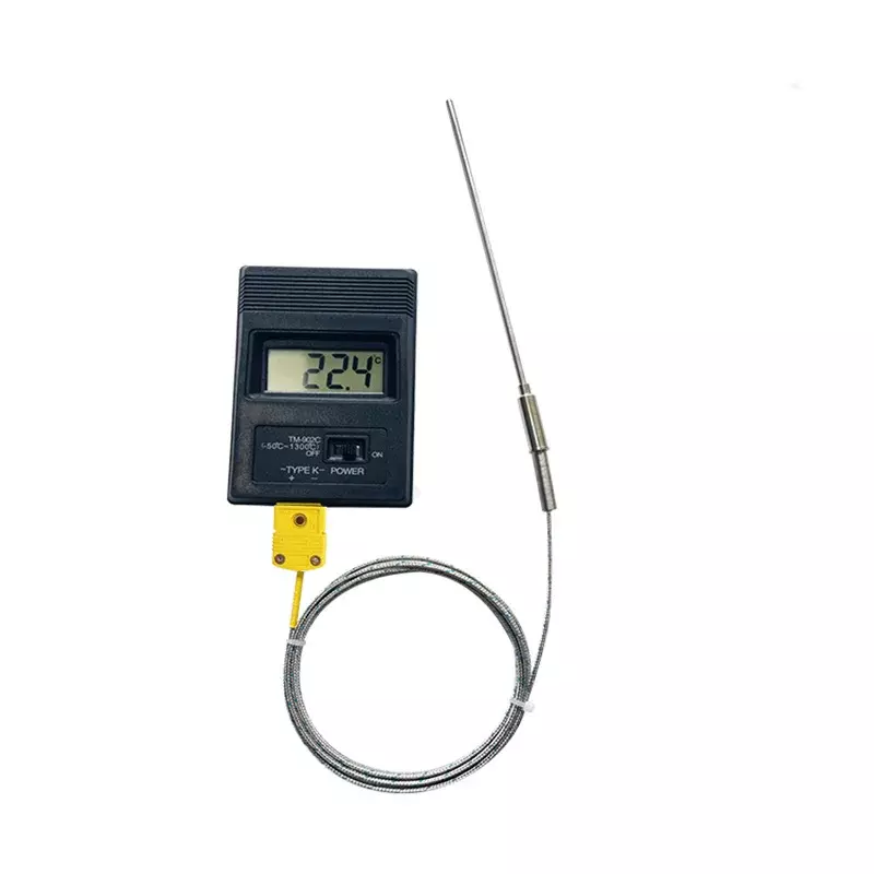 K-Type Thermocouple Sensor with High Temperature Stainless Steel Pointed Insertion Probe 500℃ with Stainless Steel Braided Cable