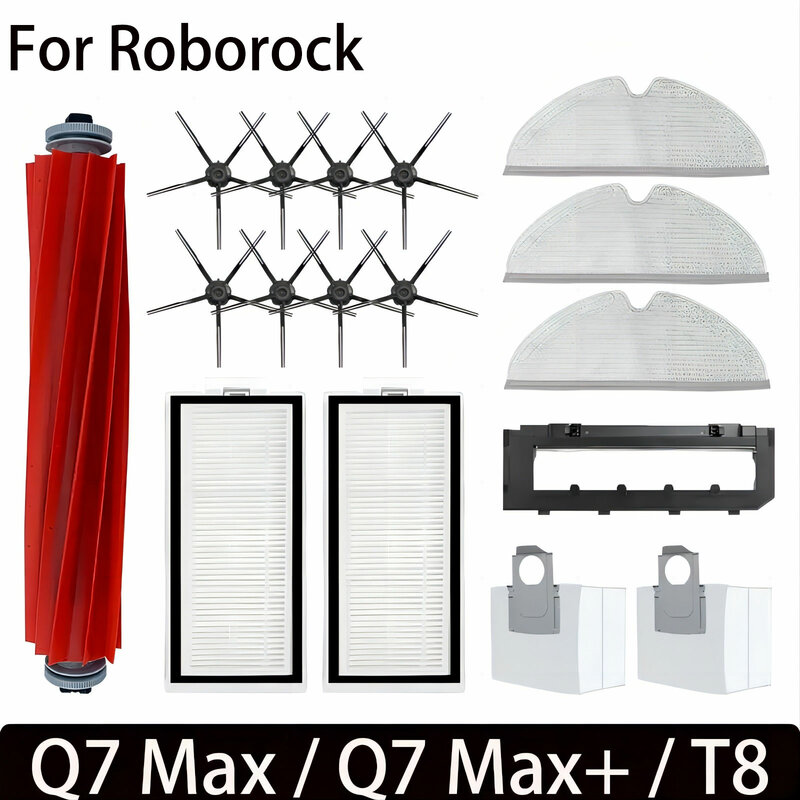 Untuk Roborock Q7 Max / Q7 Max + / Q7 Plus / T8 aksesori sikat sisi utama Filter Hepa Robot penyedot debu suku cadang