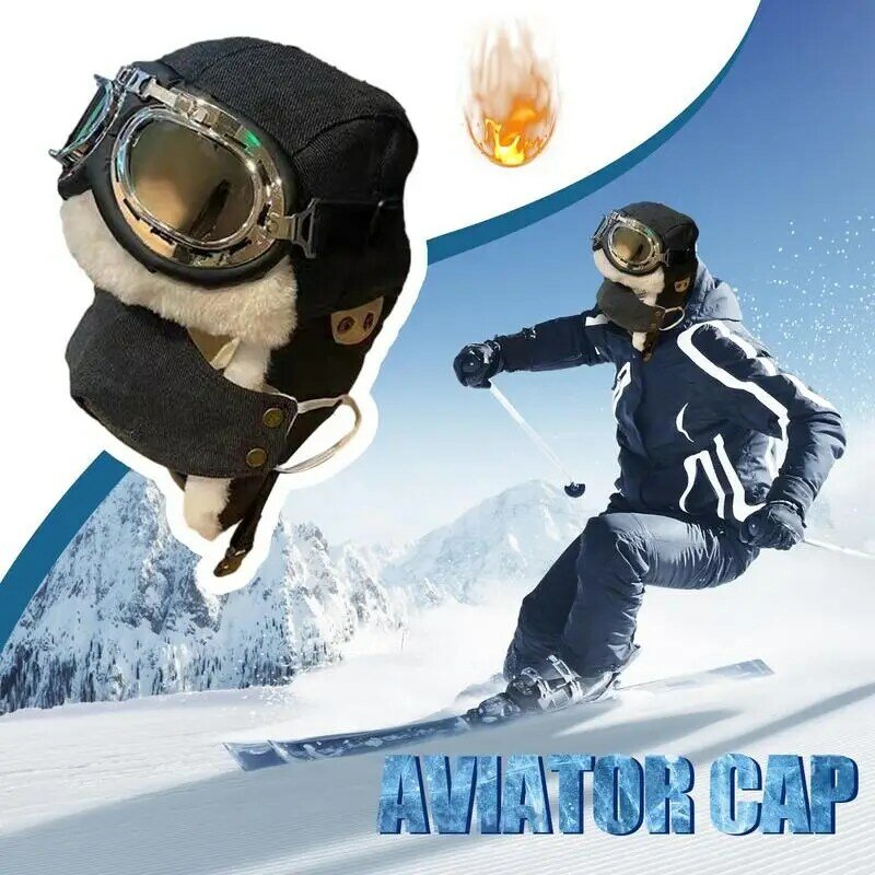 Mens Pilot Hat Winter Pilot Hat Ear Flaps Costume Accessories Flight Costume Winter Hat Multifunctional Pilot Hat And Goggles St