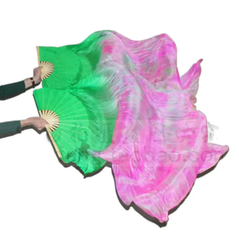 100% Real Silk Tie Dyeing Fan for Women Belly Dancing Performance Festival Outfit Competition Accessories Dance Accessory Fans