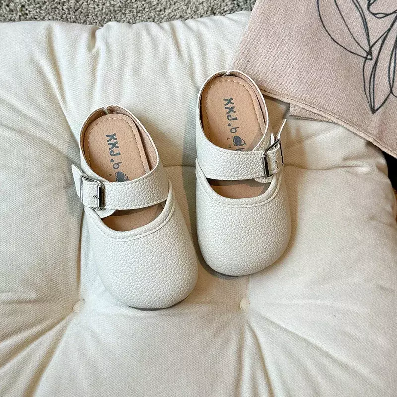 Children Half Slippers for Girls 2024 Summer New Fashiom Comfortable Soft Sole Korean Style Casual Soft Princess Leather Shoes