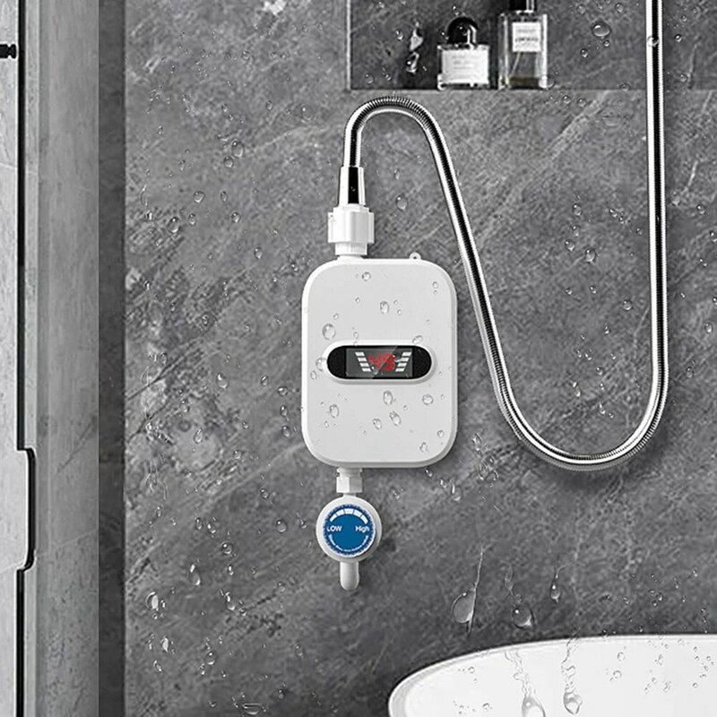 Instant Water Heater Shower 220V Bathroom Faucet Hot Water Heater 3500W Digital Display EU Plug