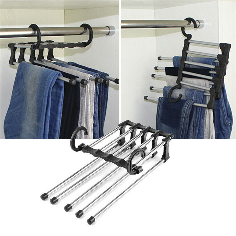 Multifunctional five-in-one trouser rack retractable magic trouser rack hanger