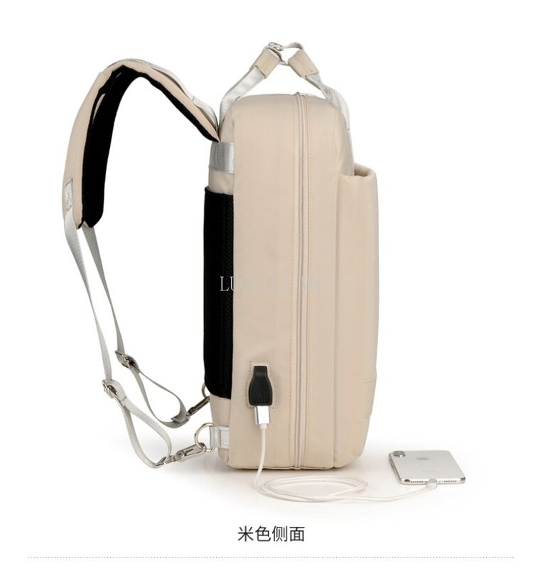 Multifuncional impermeável Oxford Nylon Backpack para homens e mulheres, mochilas escolares, mochilas para laptop, carregamento USB, Girls Travel Rucksack
