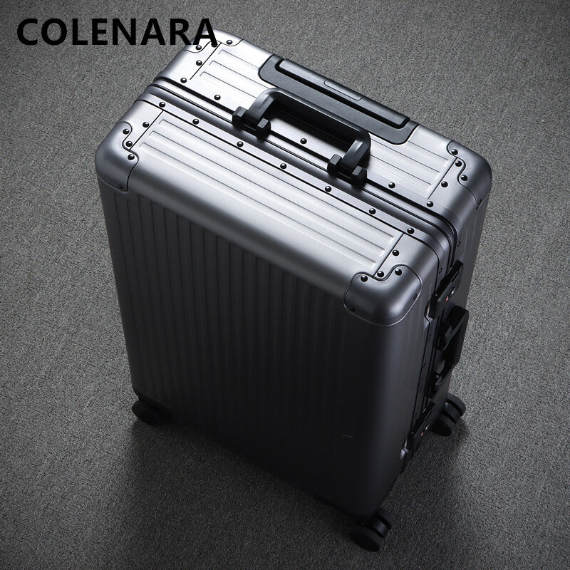 COLENARA 20''24 Inch High Quality Suitcase All Aluminum Magnesium Alloy Trolley Case Ladies Boarding Box Rolling Luggage