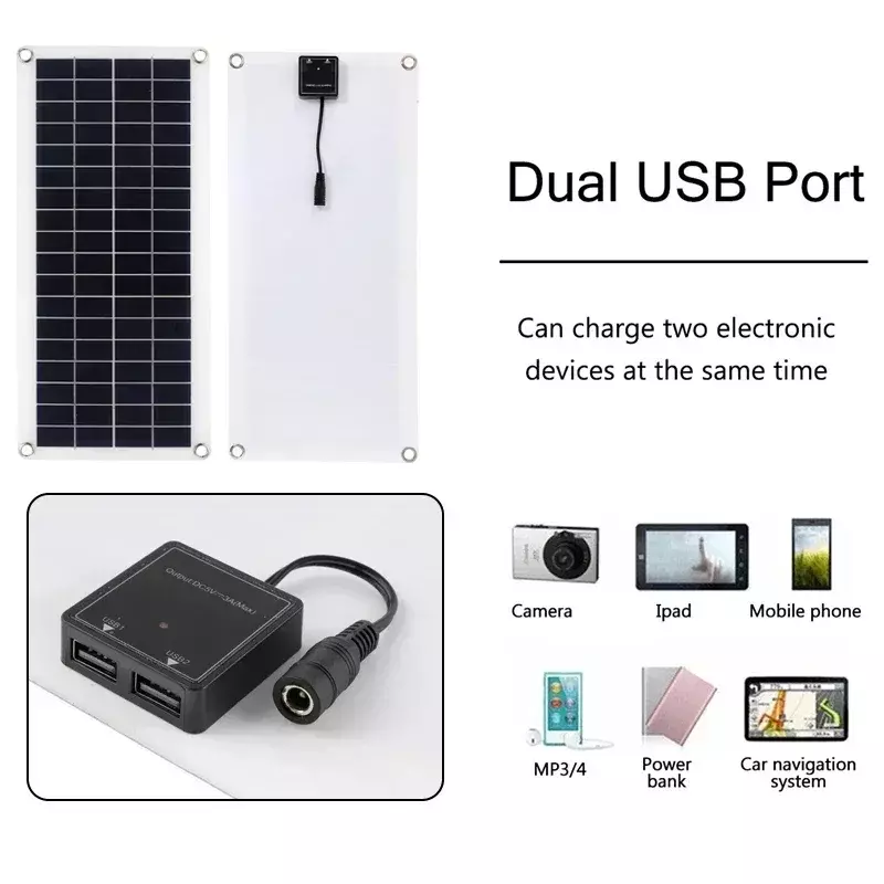 300 Вт Гибкая солнечная панель 12 В зарядное устройство двойной USB с контроллером 10A-60A солнечные батареи Power Bank для телефона автомобиля яхты RV