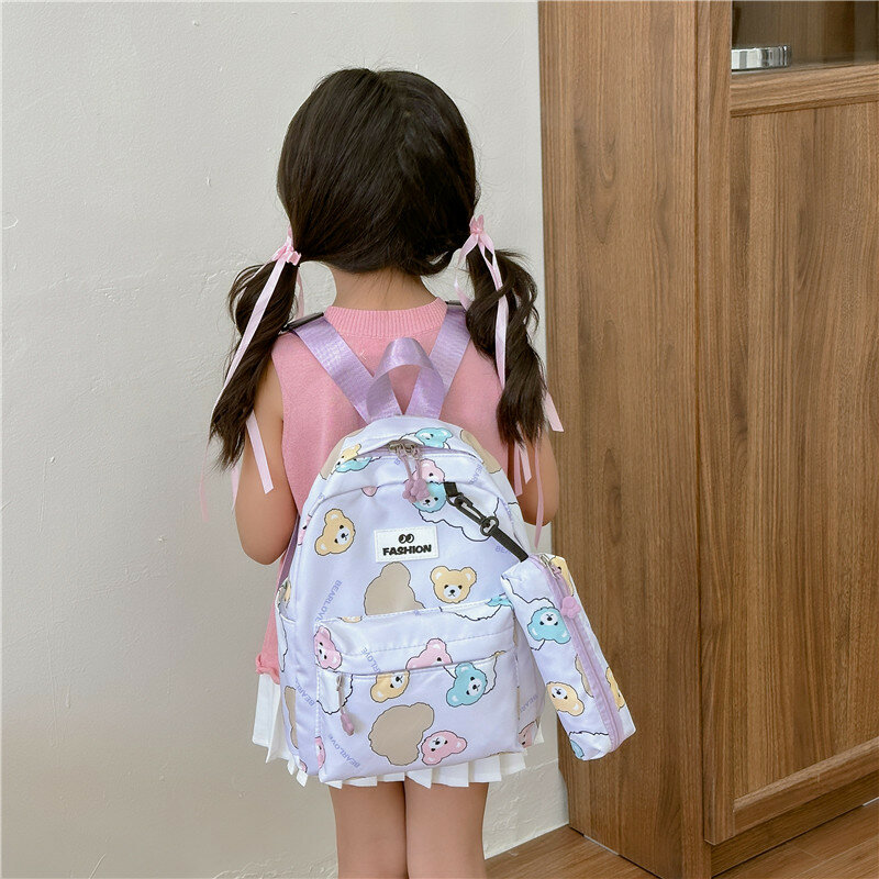 Cute Bears Cartoon Backpack for Kids, Mochilas escolares para jardim de infância, Saco pequeno para bebês meninas, Satchel Schoolbag para menina