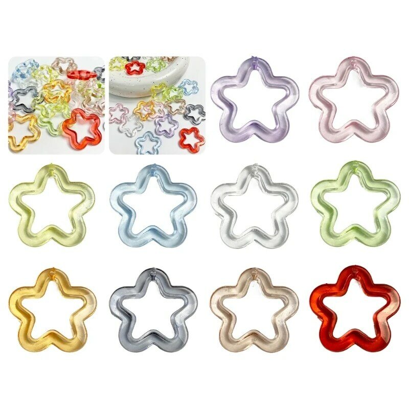 5pcs ciondolo fiore acrilico con foro stella cava gioielli fascino floreale gioielli fai da te dropship