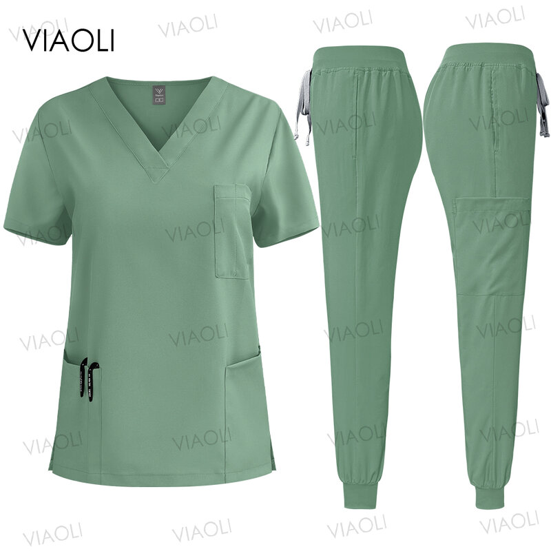 Быстросохнущий легкий набор скрабов, хирургический костюм с коротким рукавом для мужчин и женщин, больничная медицинская рабочая одежда для женщин