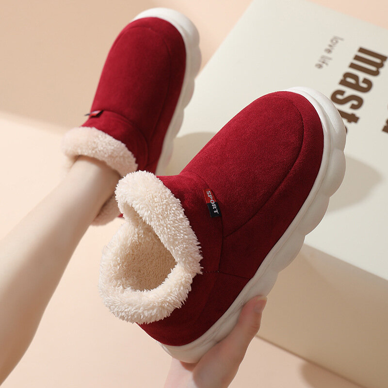 Kidmi Winter Women Shoes Casual House Shoes For Men 2024 Outdoor Warm Cotton Shoes For Women Indoor Plush Padded Slippers Female