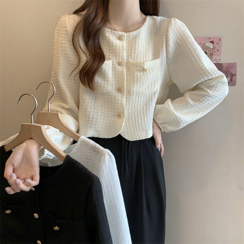 Early Autumn New Classic Style Short Shirt Long Sleeve Women's Clothing Loose Design Niche Shirt Thin Chic Top