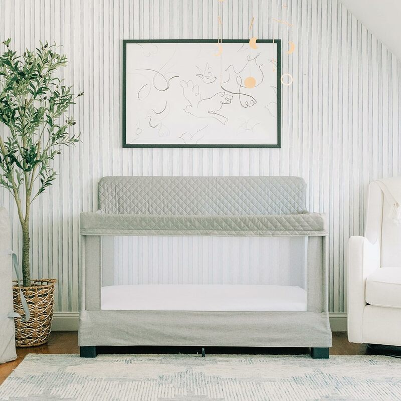 Портативная детская кроватка, дышащая сетчатая детская кроватка, роскошная стеганая ткань, серого цвета