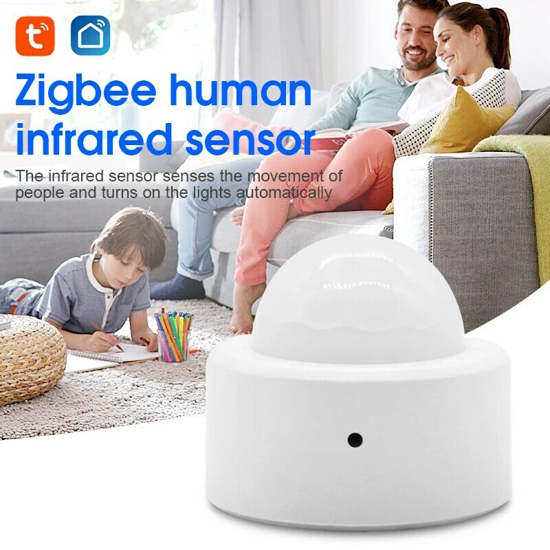 Tuya Zigbee Smart Sensor de Movimento PIR, Movimento do Corpo Humano, Detector Infravermelho Sem Fio, Trabalho com Alexa, Google Home