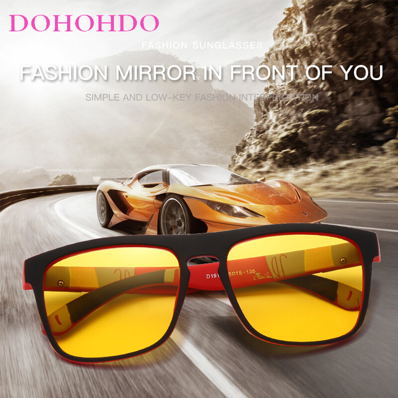 DOHOHDO-Óculos de visão noturna para homens e mulheres, óculos polarizados, lente amarela, óculos anti-reflexo, óculos de direção noturna, UV400