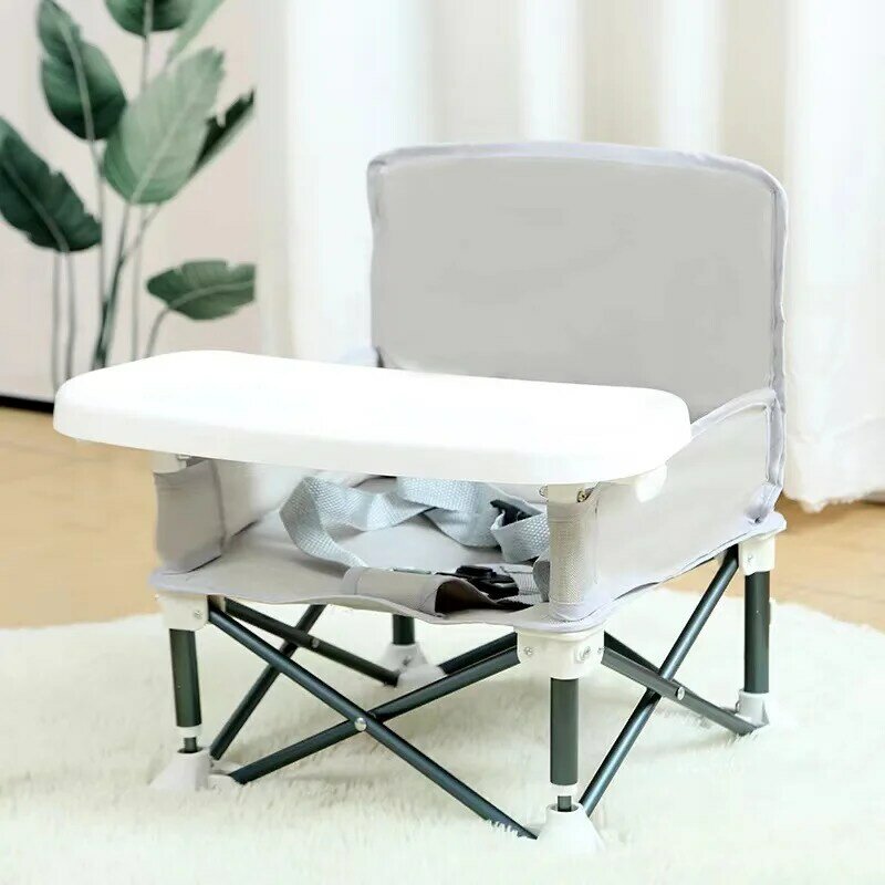 Aluminium Opvouwbare Draagbare Babystoel Met Veilige Riem Indoor Babystoelverhoger Voor Buiten Eetkamerstoel Voor Campingpicknicks