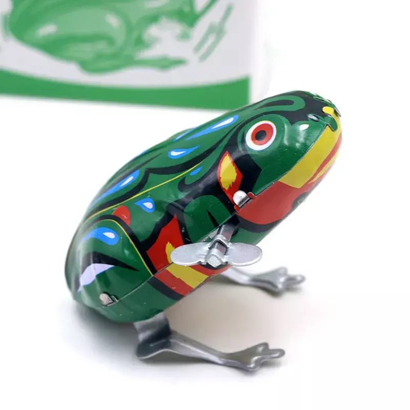 클래식 컬렉션 레트로 시계 태엽 감기 금속 산책 점프 개구리 점프 개구리 로봇 기계 장난감, 아기 크리스마스 선물
