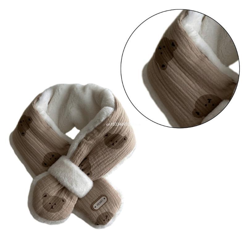 Adorável urso padrão cachecol elegante infantil inverno pescoço capa manga à prova
