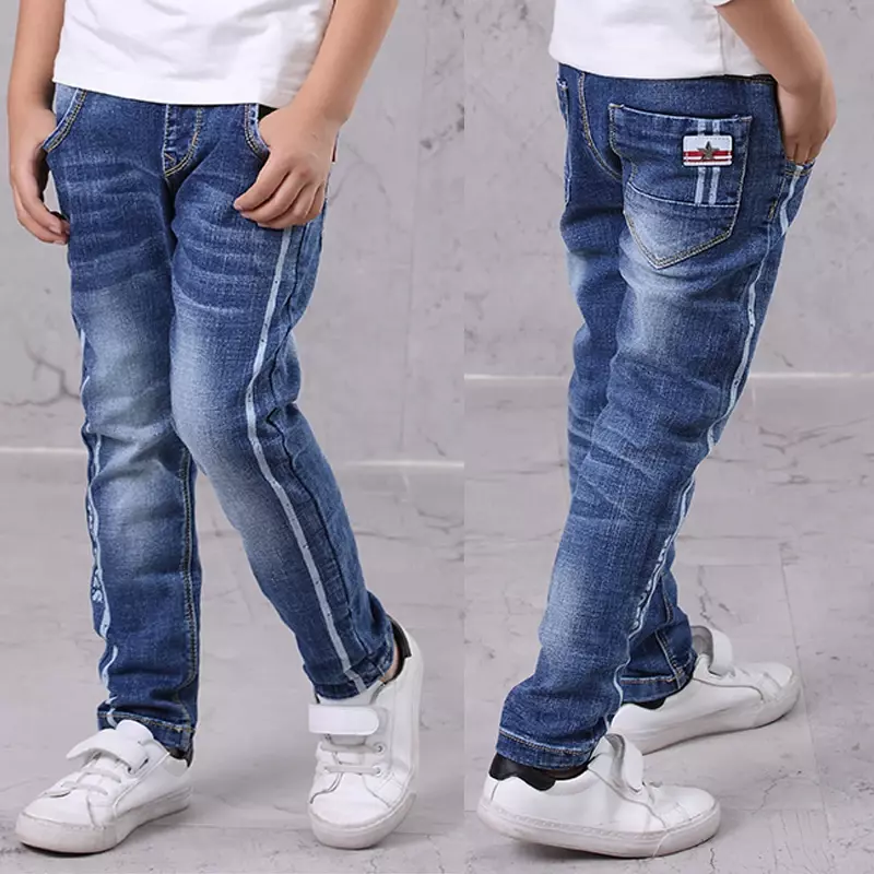 IENENS Jeans Anak Laki-laki Pakaian Fashion Celana Klasik Baju Denim Celana Panjang Anak Laki-laki Kasual Bayi Laki-laki 5-13Y