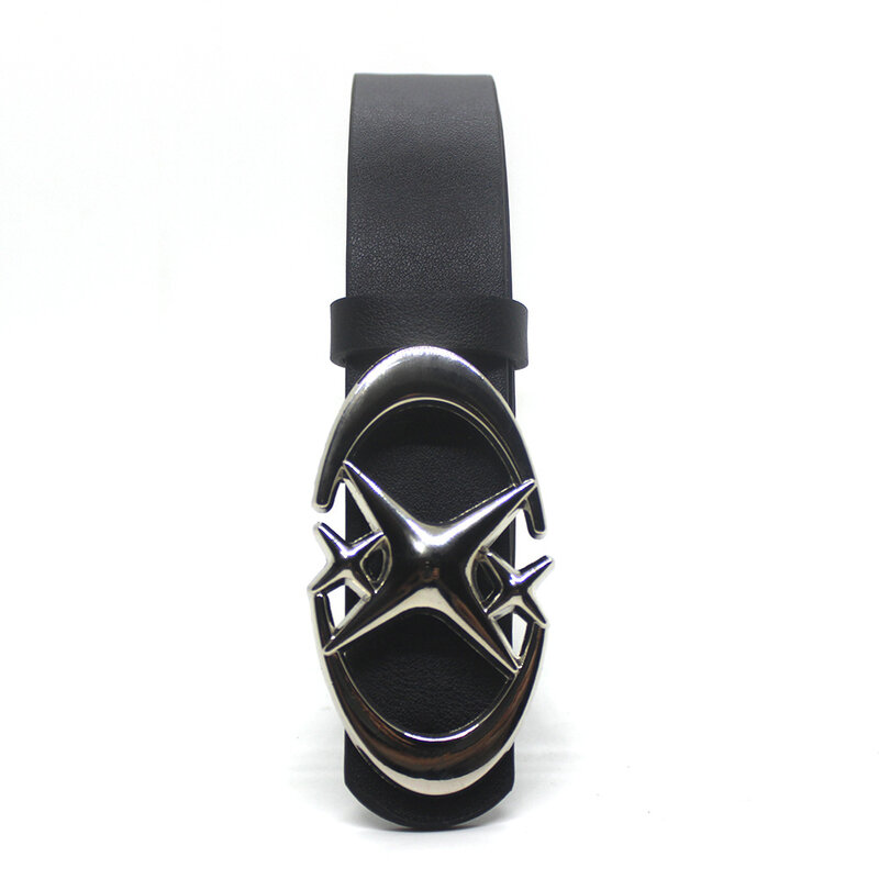 Cinturón de hebilla de estrella cruzada Punk Vintage para hombres y mujeres, diseño de Metal Gótico Y2k, cinturón de cuero Pu, pretina para pantalones vaqueros, cinturón decorativo