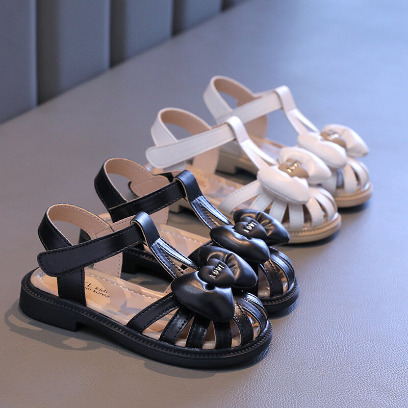 Sandalias para niños y niñas, zapatos de verano a la moda con pajarita, informales, con recortes, para playa, 2024