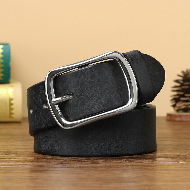 3.8CM Pure Cowhide High Quality Genuine Leather Belts for Men Strap Male Stainless Steel Buckle Vintage Jeans Cowboy Cintos