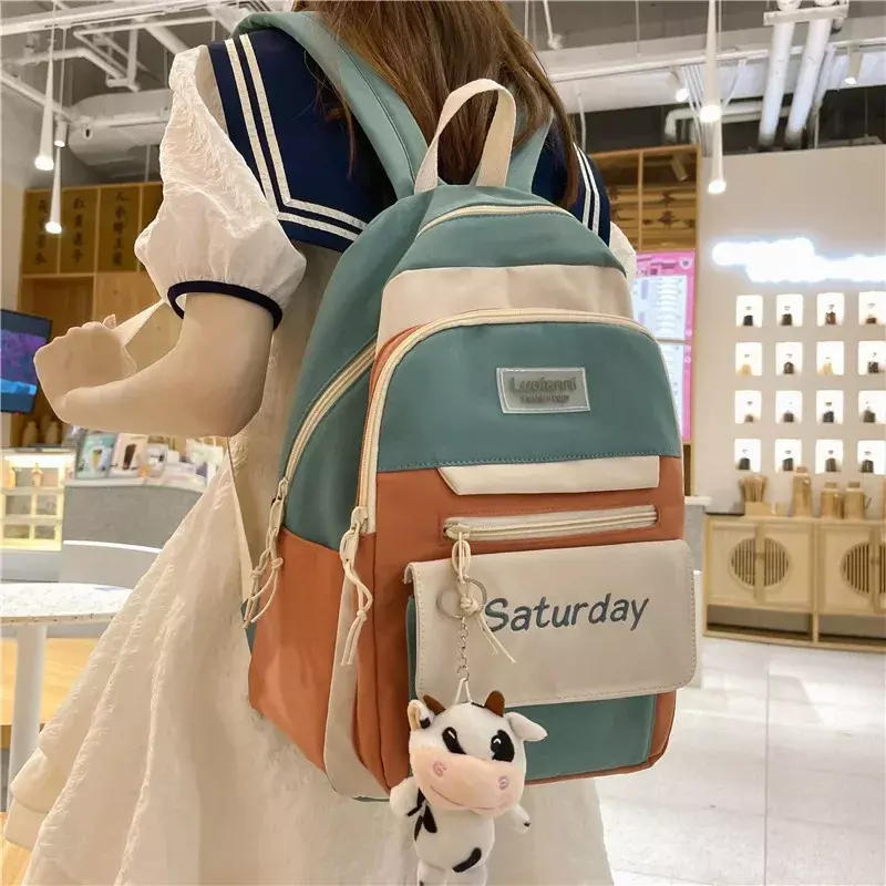 2024  Kawaii Women's Backpack Multi-color Mochilas Para Mujer For Teenage Girls Cute Schoolbag Korean Travel Rucksack Canvas Bag