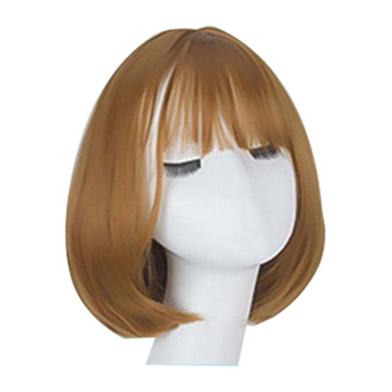Parrucca Bob Bobo parrucca con frangia per le donne, parrucca corta dall'aspetto naturale, parrucca corta per le versioni quotidiane della corea gialla