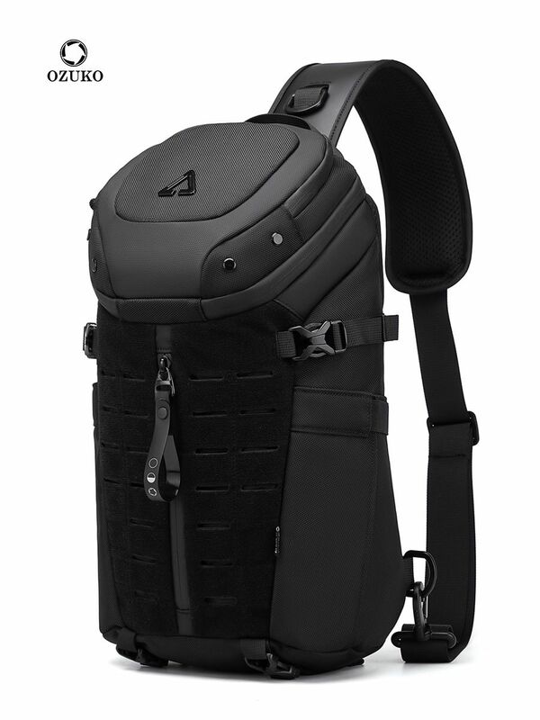 Ozuko-Bolso de pecho impermeable para hombre, bolsa cruzada con USB, antirrobo, bandolera de viaje corta, bolso de pecho de diseñador de moda