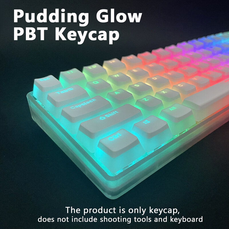 129 Keys PBT Keycap Double Layer Pudding Keycaps English Personalized Glow Keycaps for Cherry MX Switch Mechanical Keyboard