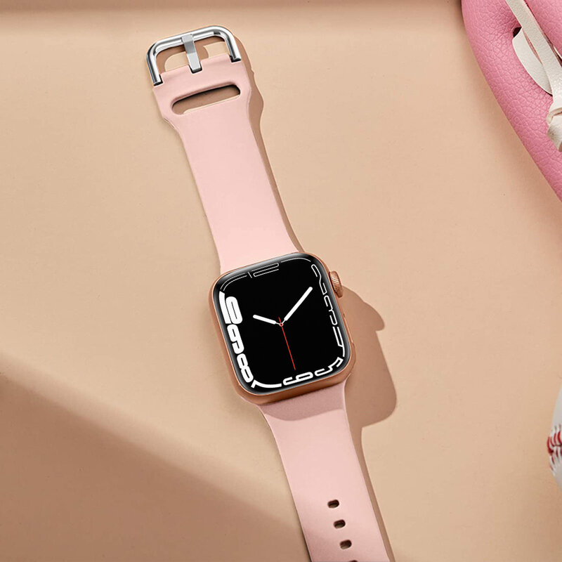 Silikon Strap Für Apple Uhr band 44mm 40mm 38mm 42mm 41 45mm Sport gürtel armband iWatch serie 5 4 3 2 SE 6 7 armband