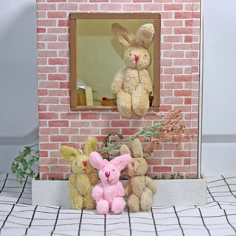 Casa de muñecas en miniatura para niños, juguete de simulación de conejo de felpa, accesorios de decoración, 1 unidad, 1/12