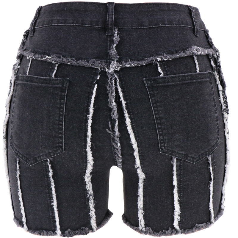 Pantalones cortos de mezclilla para mujer, Vaqueros informales de empalme de cintura alta, moda de verano, novedad
