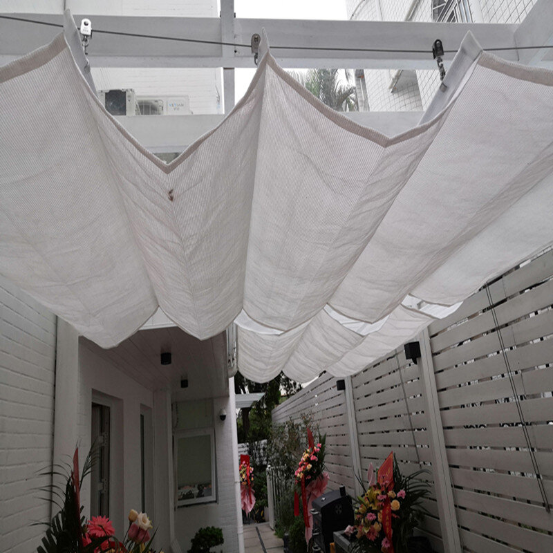 Niestandardowy rozmiar wodoodporny HDPE ręczny przesuwany dach chowany parasol przeciwsłoneczny żagiel ocieniec siatka cieniująca markizy na taras tarasowy