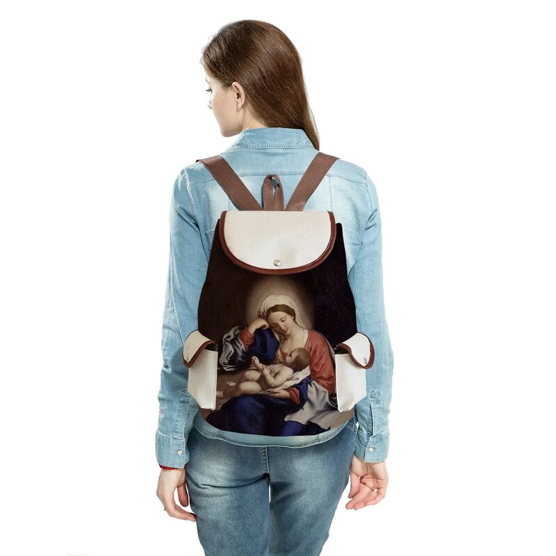 Plecak damski o dużej pojemności z niestandardowym wzorem plecaki dla studentów moda Mama bogini torby wysokiej jakości sznurek