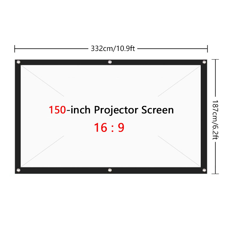 60/72/84/100/120/150 Inch Projector Screen 16:9 Home Cinema Theater Movie High Density Outdoor Camp Portable Projector Screen