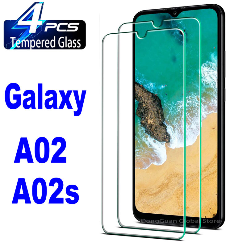 1/4Pcs อลูมิเนียมกระจกนิรภัยสำหรับ Samsung Galaxy A02 A02S ป้องกันหน้าจอแก้ว