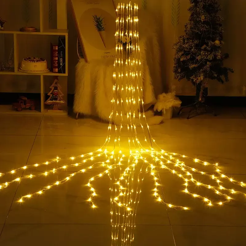 Christmas LED Waterfall Meteor Shower Rain String Light Festoon 6x3M Holiday Decorative Lights for Home Garland Curtain Ramadan