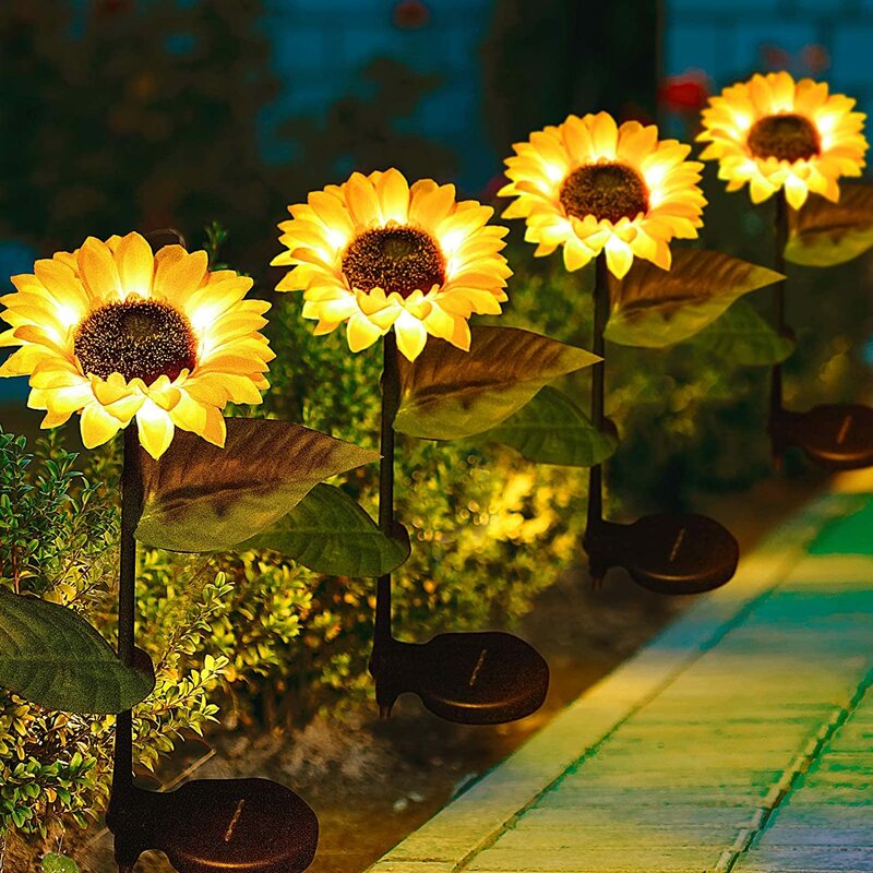 Luci solari del girasole IP65 luci solari impermeabili del giardino luci solari del palo del giardino della luce del percorso dei fiori per la decorazione dell'iarda del Patio
