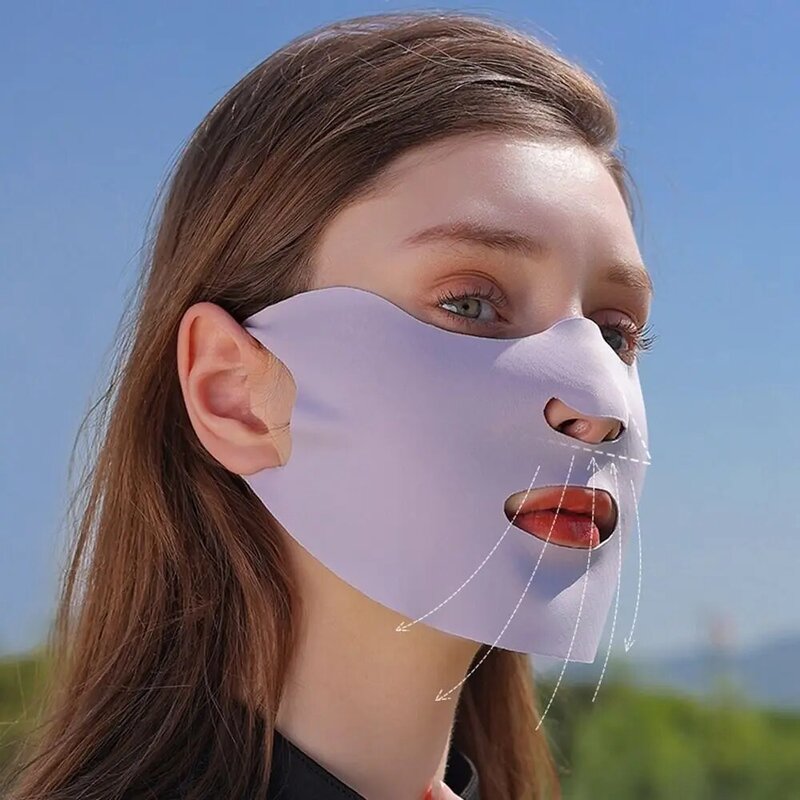Bufanda de seda para hombre y mujer, mascarilla de protección solar para senderismo al aire libre, velo protector solar, cubierta facial Anti-uv