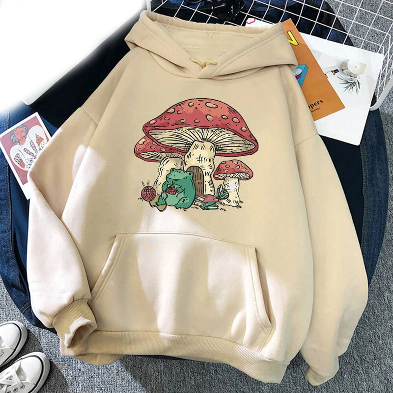 Sudadera con capucha de rana de hongo para hombre y mujer, jersey de manga larga Simple, moda urbana, sudadera grande Harajuku