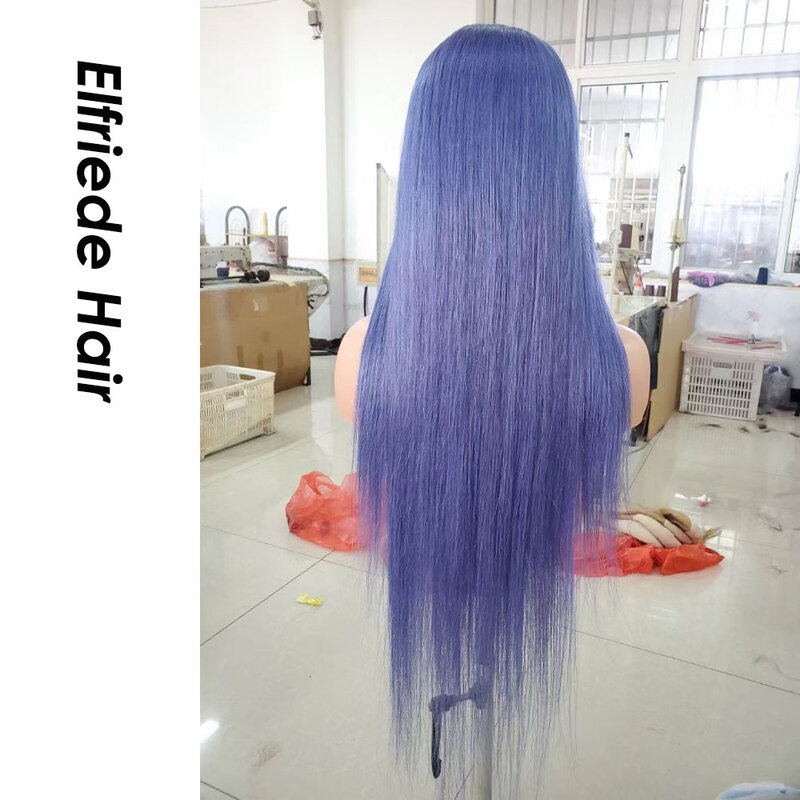 Lace peruca dianteira 100% natural remy, cabelo liso, roxo escuro, colorido, 4x4, 13x6