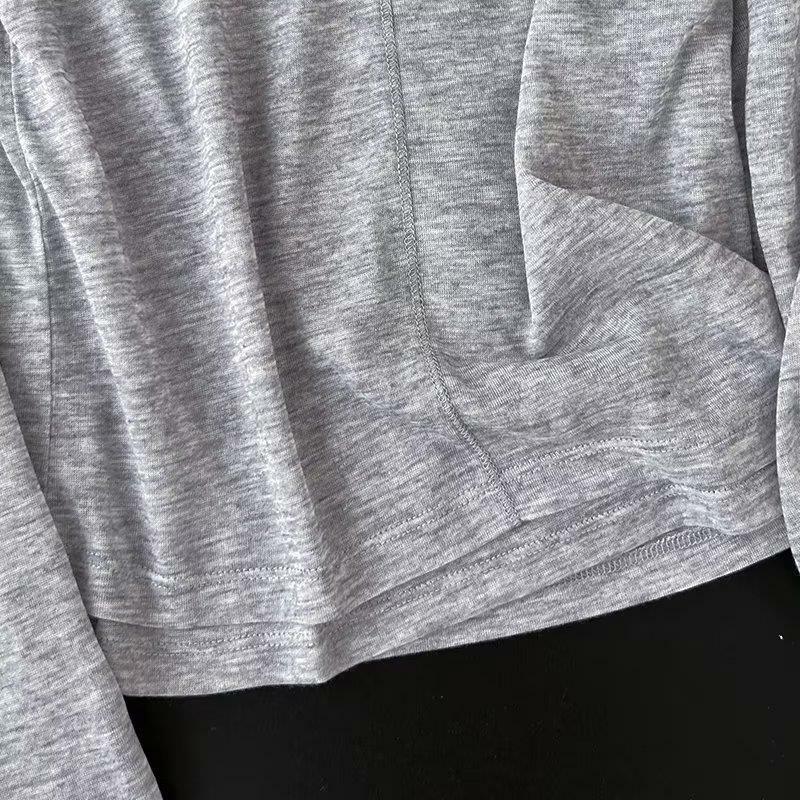 Modishdutti, осень 2024, высокое качество, женская модная свободная вязаная футболка с круглым вырезом, Женский однотонный Повседневный пуловер с длинным рукавом, футболка
