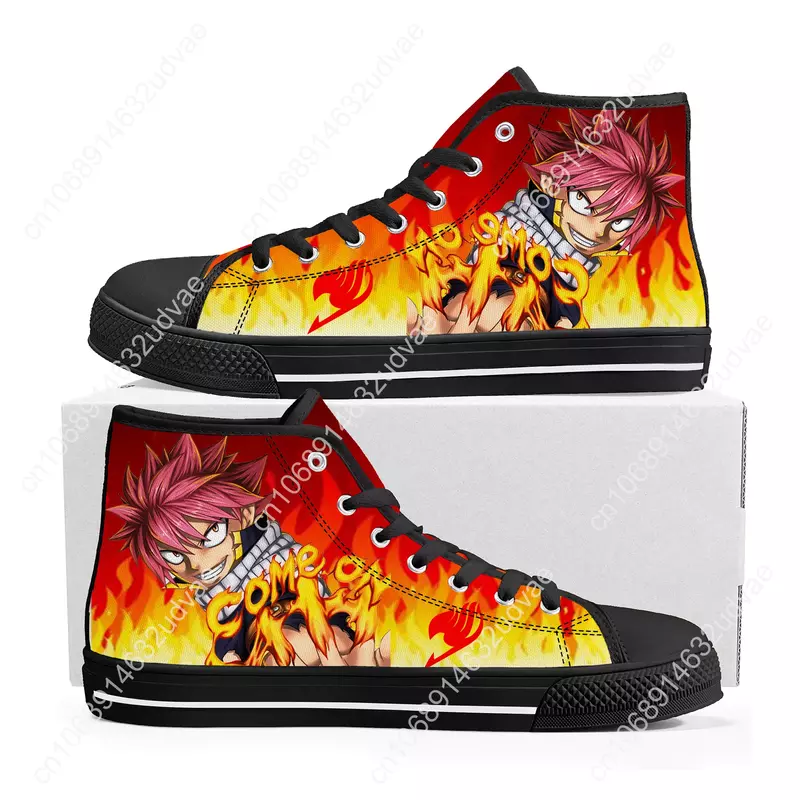 Anime F-Fairy T-Tail Natsu Dragneel High Top Quality Sneakers Mens Womens Teenager Canvas Sneaker Casual Couple Shoe Custom Shoe