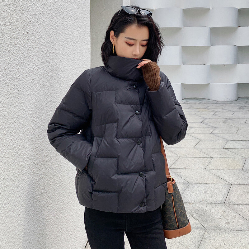 2022 novo inverno feminino manga longa quente pato branco para baixo jaquetas moda casual preto casacos
