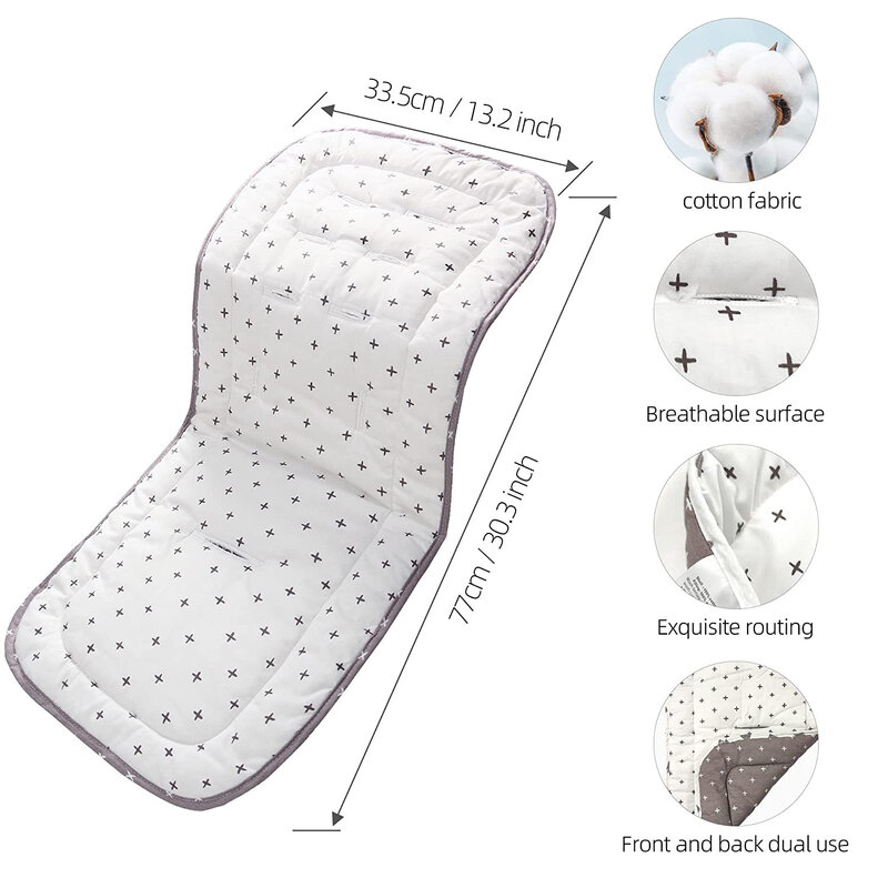 Almohadilla Universal de algodón para cochecito de bebé, cojín acolchado Reversible, forro de asiento, cochecito de viaje para recién nacidos