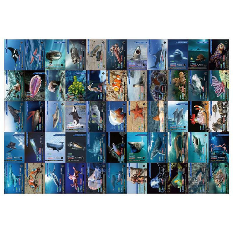 Tarjetas Flash de aprendizaje para niños pequeños, 55 tipos de animales marinos, 55 piezas, Montessori, preescolar
