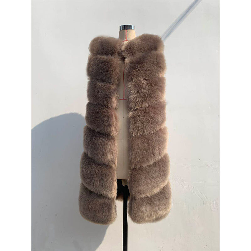 Faux bont vesten voor vrouwen, middellange, Artifica Fox bont gilet, nep furmouwloos gilet, wintermode, gloednieuw